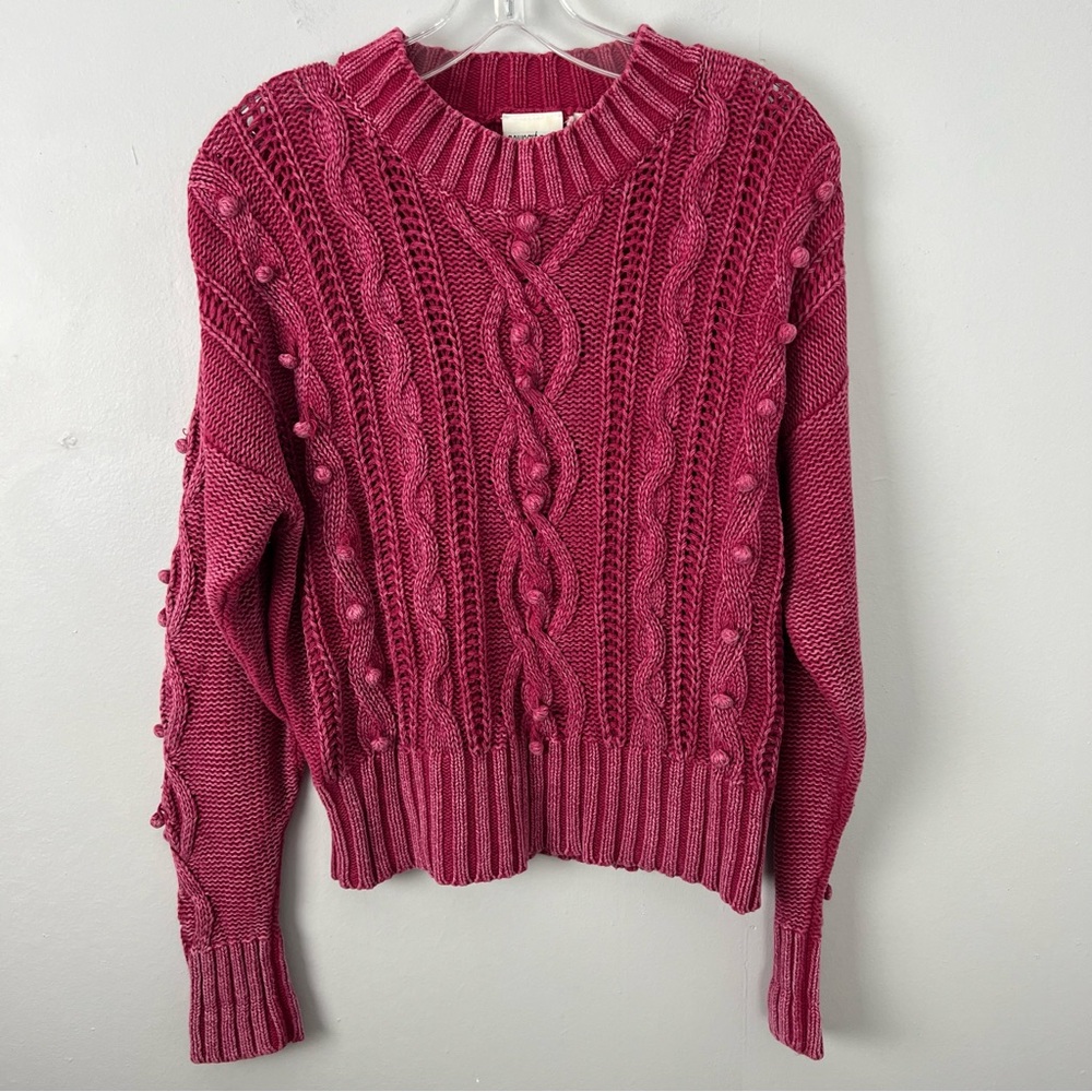 Newport News Vintage Pink Crew Neck Cable Knit Sweater Baubles